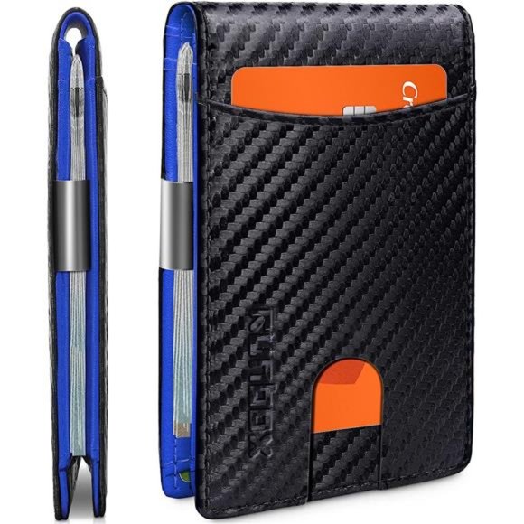 Wallet for Men Slim Money Clip Minimalist Leather Bifold RFID Blocking Thin Clip